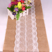 lace trim jute table runner, view 2 - MRSLM