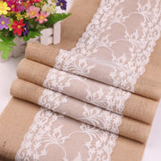 lace trim jute table runner, view 4 - MRSLM