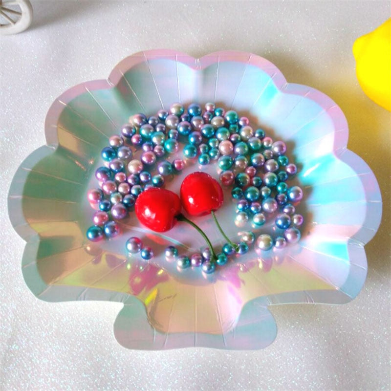 sparkle shell paper plates set, view 6 - MRSLM