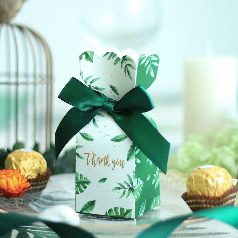 Set of Green Paper Candy Boxes