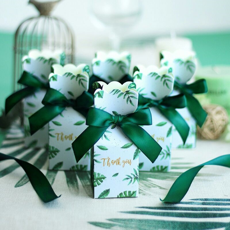 Set of Green Paper Candy Boxes