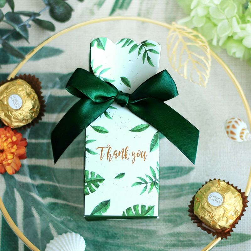 Set of Green Paper Candy Boxes