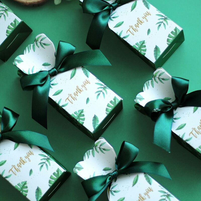 Set of Green Paper Candy Boxes