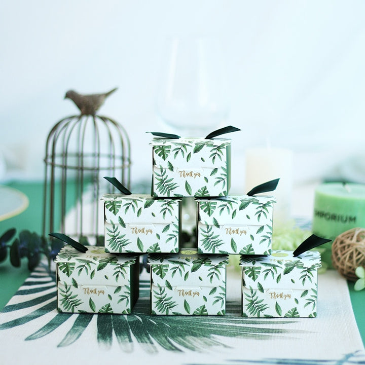 Set of Small Candy Boxes in Green Color