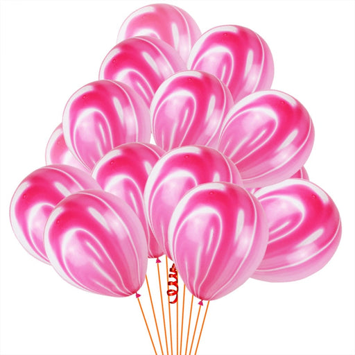 hot pink marble printed party balloons - MRSLM