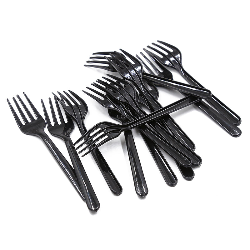 Transparent / Black Disposable Forks 95 pcs Set
