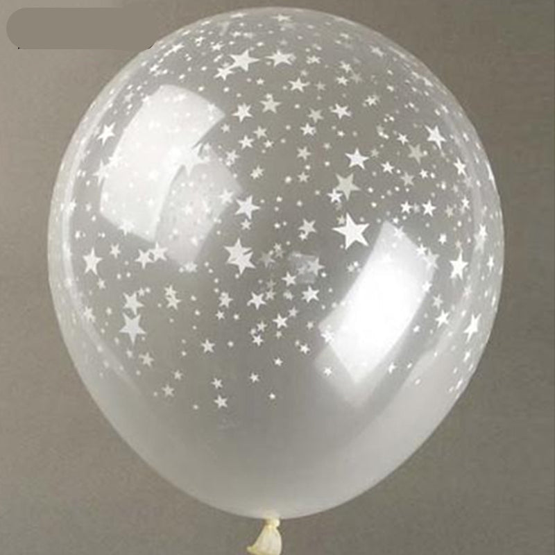 Transparent Star Printed Latex Balloon Set 10 Pcs