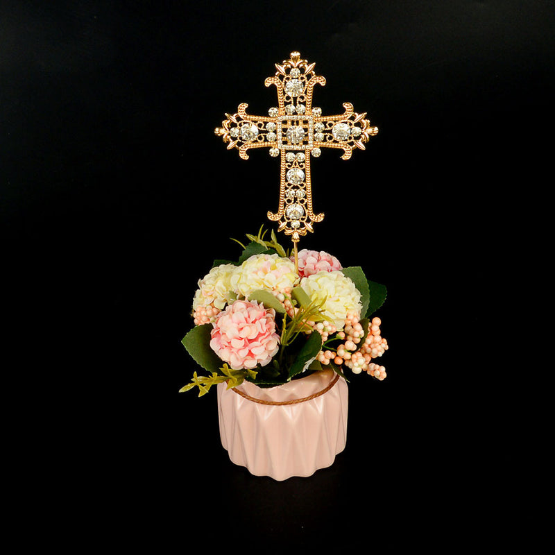crystal cross cake topper, view 3 - MRSLM