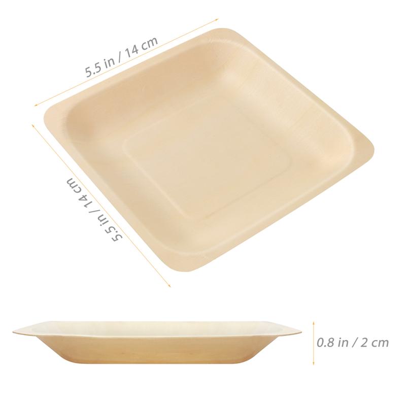 square disposable wooden plates, view 2 - MRSLM