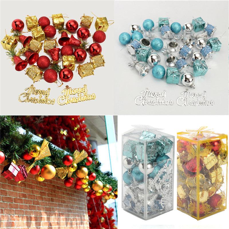 32PCS Christmas Tree Decoration Balls Drums Bells Baubles Ornaments Kids Children Party Supplies - MRSLM