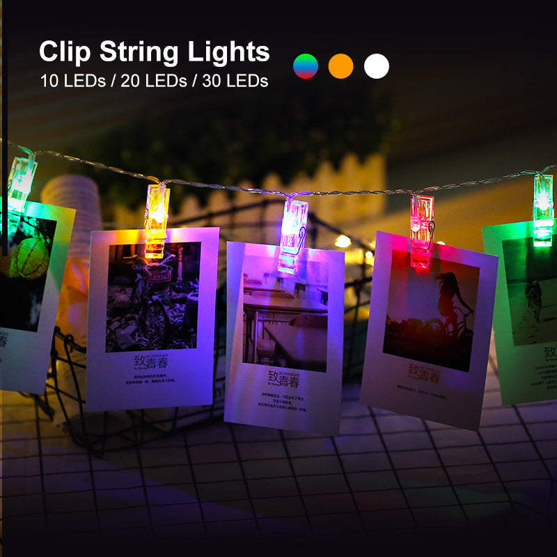 String LED Lights With Clips For Photos