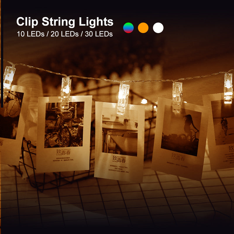 String LED Lights With Clips For Photos