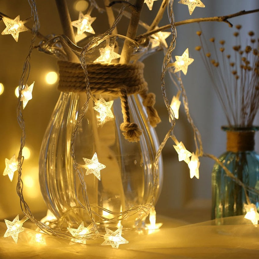 Star Shaped LED String Lights with Battery