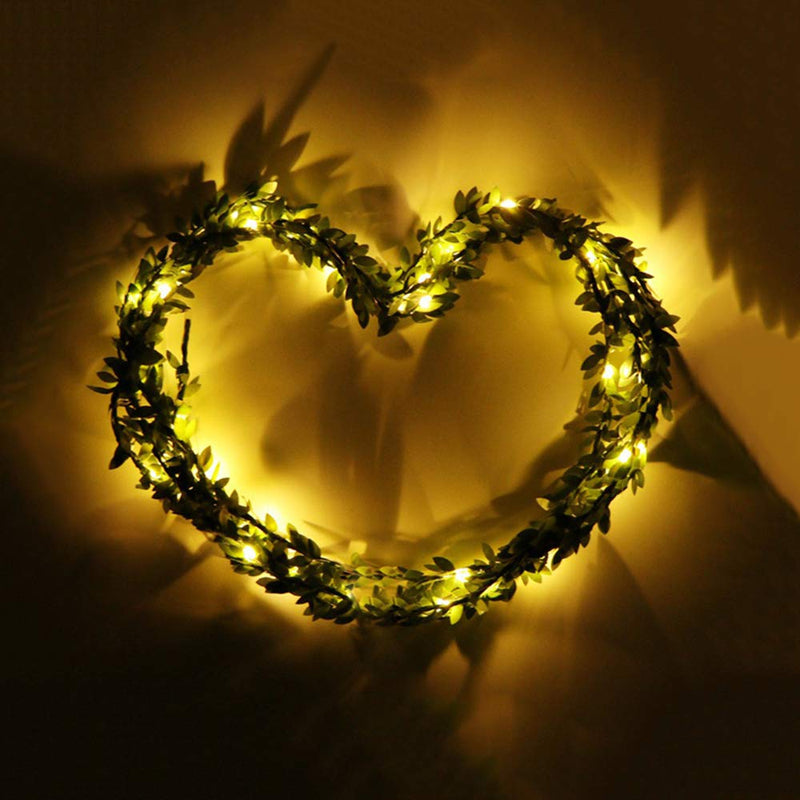 LED string lights with green leaves, view 2 - MRSLM