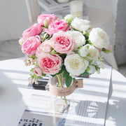 artificial peony flower branch, view 9 - MRSLM