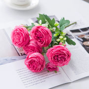 artificial peony flower branch, view 5 - MRSLM