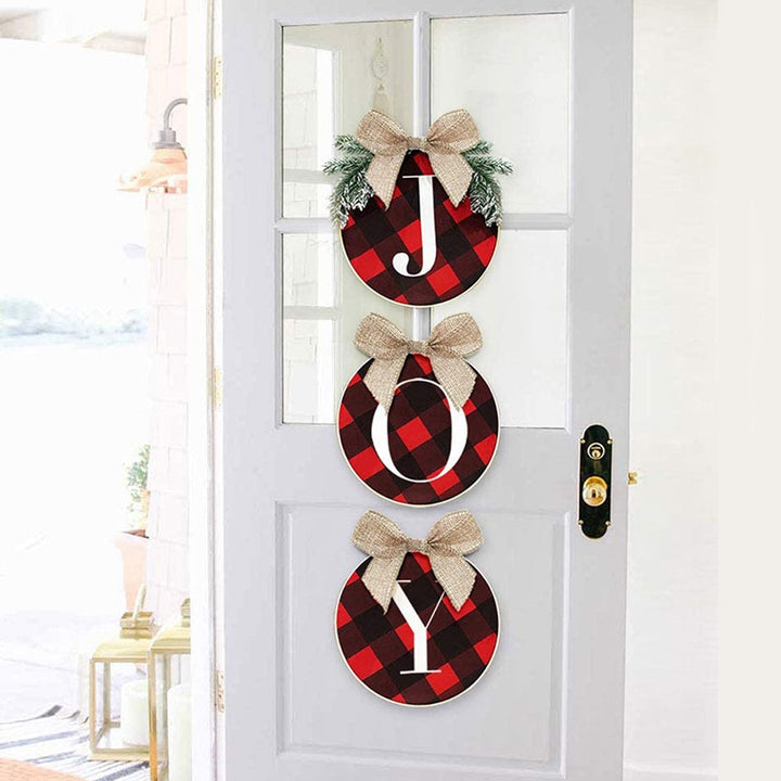 Christmas Joy Plaid Wreaths Set