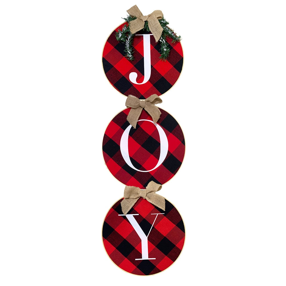 Christmas Joy Plaid Wreaths Set