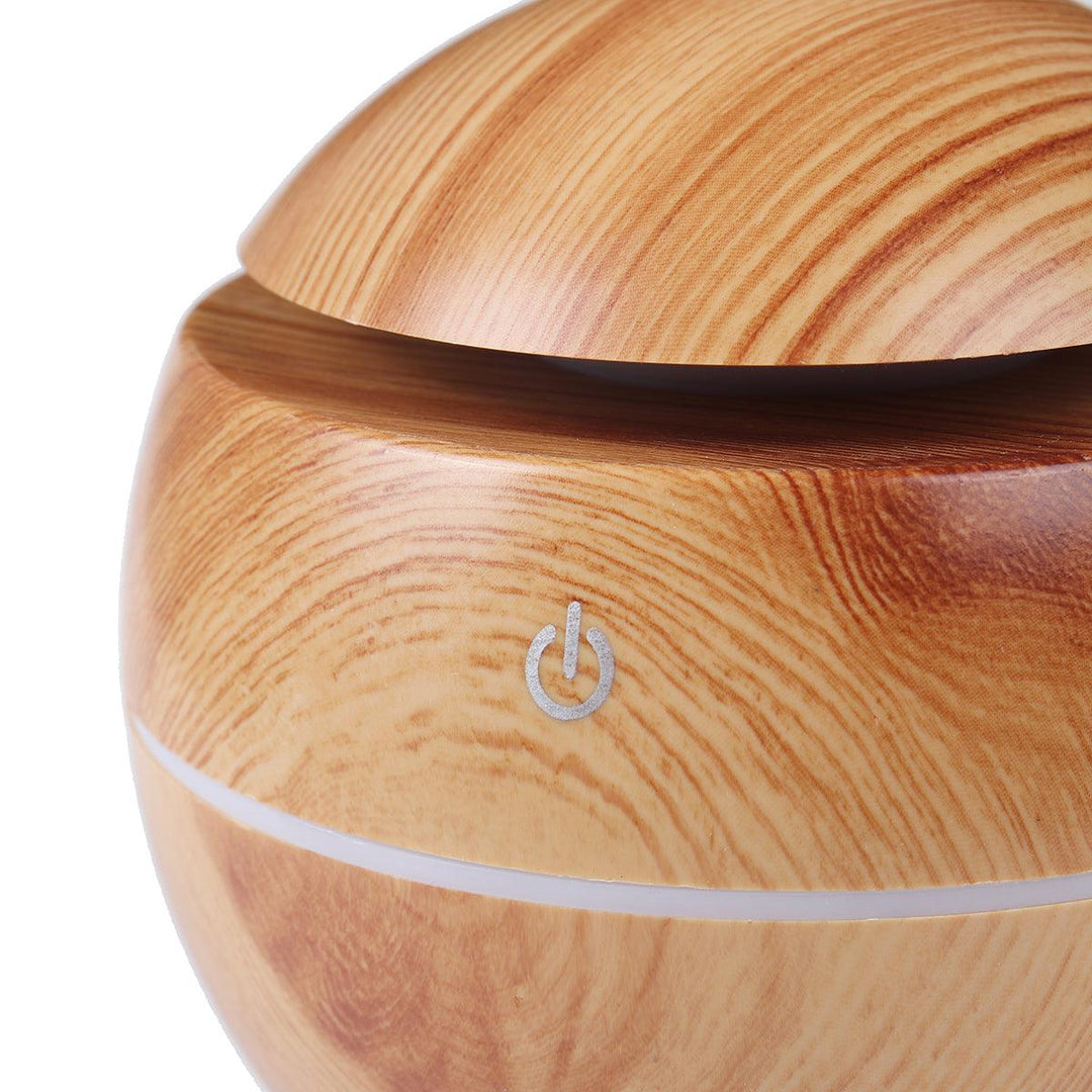 130ML Wood Grain Aroma Air Humidifier with LED Lights Essential Oil Diffuser Aromatherapy Electric Mist Maker for Home - MRSLM