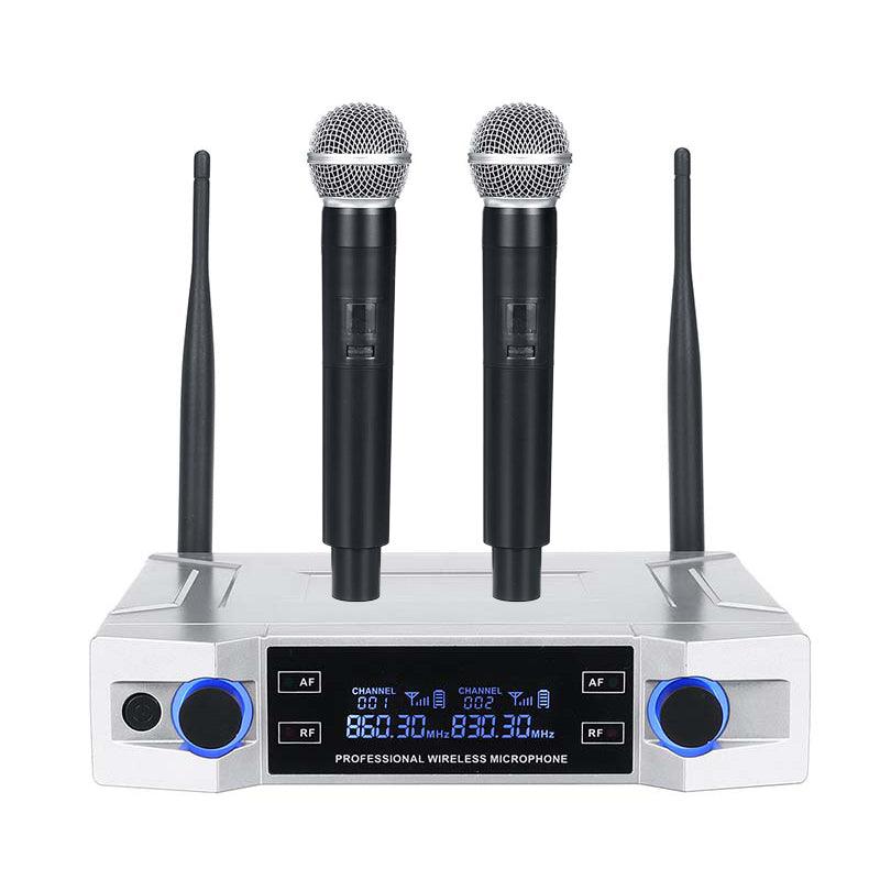 Professional UHF Wireless Microphone System 2 Channel 2 Cordless Handheld Mic Kraoke Speech Party supplies Cardioid Microphone - MRSLM