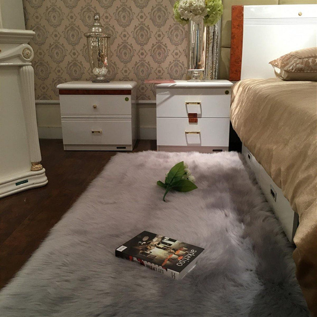 150x60cm Faux Soft Sheepskin Fur Area Rugs Wool Shaggy Carpet Bedside Floor Mat Plush Sofa Cover Seat Pad Living Room Bedroom Floor Home Decor - MRSLM
