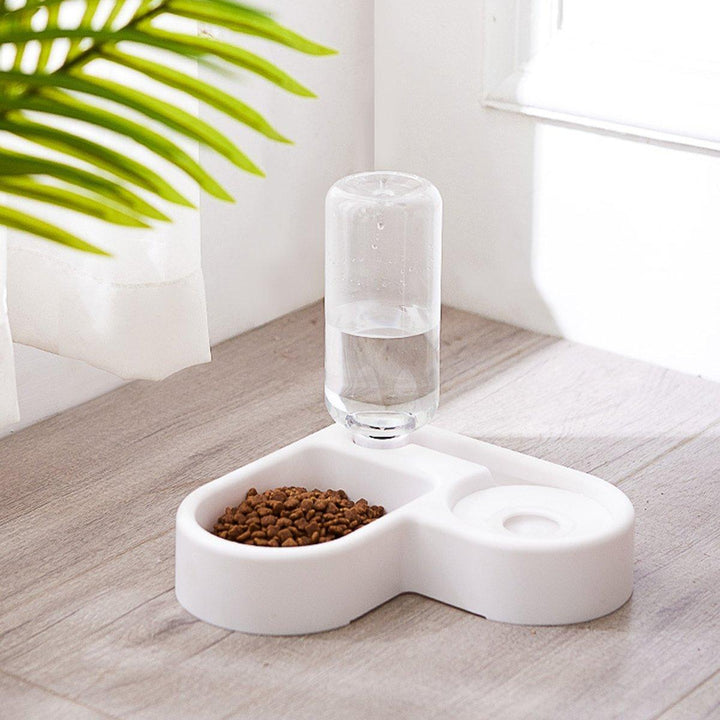 Two in One Automatic Dog Cat Pet Bowl Water Dispenser Food Feeder Set in Corner - MRSLM