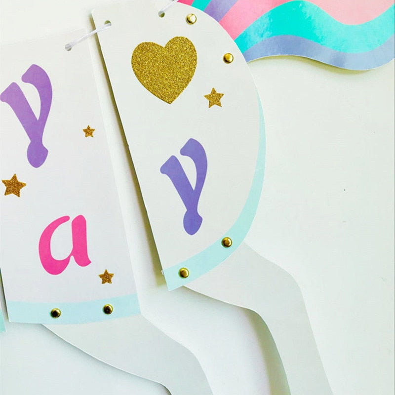 Unicorn Shaped Birthday Banner