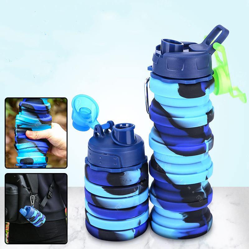 Foldable Water Bottle Leakproof Fold Silicone Cute Water Bottles Kids Cup with Straw - MRSLM