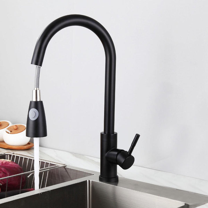 Kitchen Sink Faucet 360°Swivel Pull Out Water Tap Deck Mounted Cold Hot Mixer With Hose - MRSLM