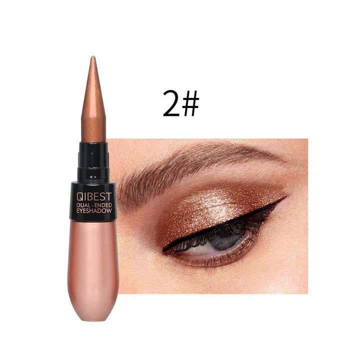 Metal Eyeshadow Stick Black Eyeliner Waterproof Sweatproof Eye Shadow Eyeliner Dual-Use Pen - MRSLM