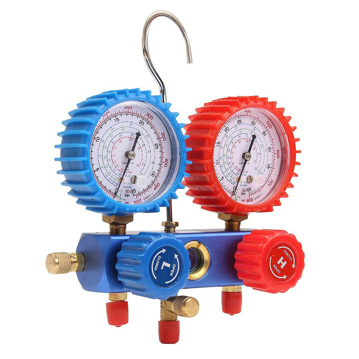 AC Refrigerant Manifold Gauge Set Air Conditioning Tools with Hose and Hook for Air Condition - MRSLM