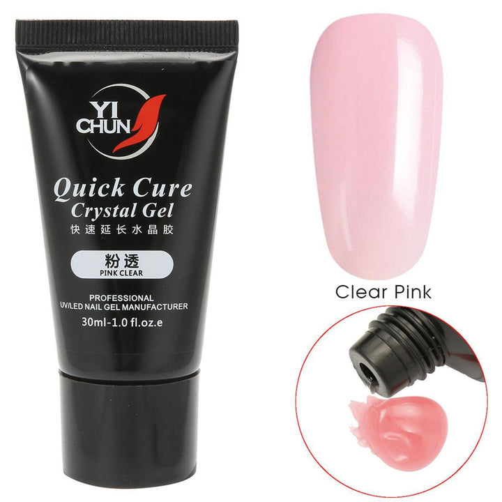 Poly Gel Kit Clear White Pink Nail Builder Tips Extension UV LED Brush Gel Mold - MRSLM