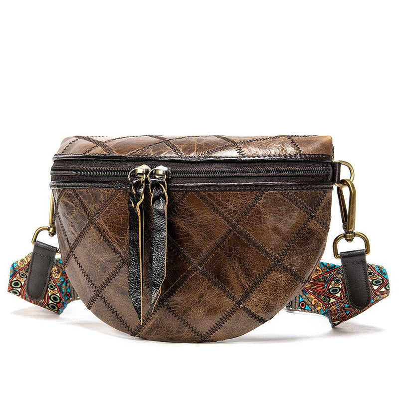 leather ethnic stitching crossbody bag, view 15 - MRSLM