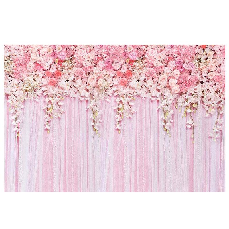 Pink Flowers Wall Photography Backdrops Rose Floral Wedding Photo Background - MRSLM