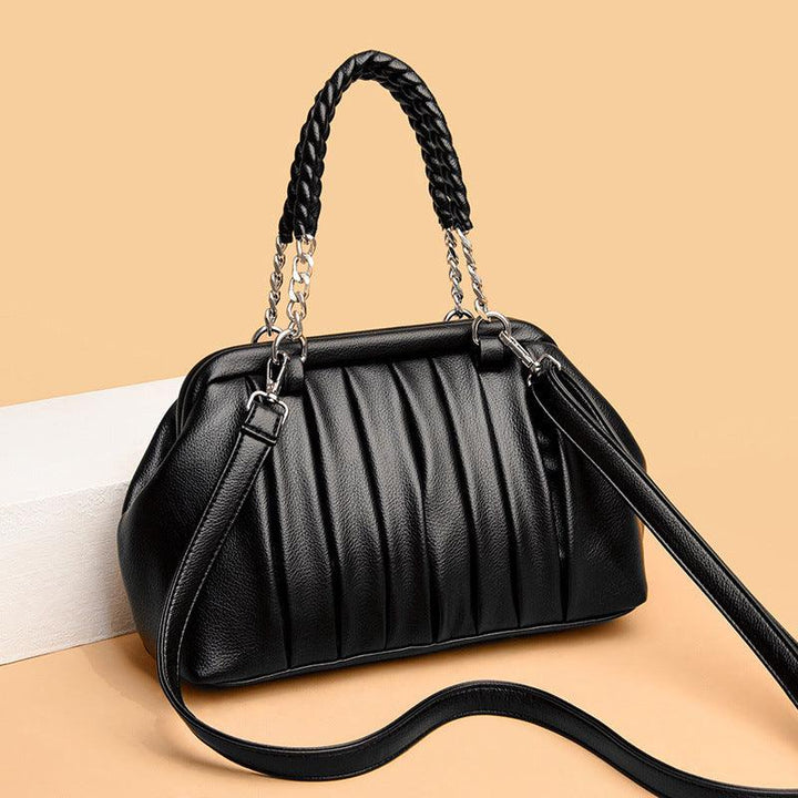 New Fashion All-match Pleated Woven Portable Large Capacity Leather Women's Bag - MRSLM
