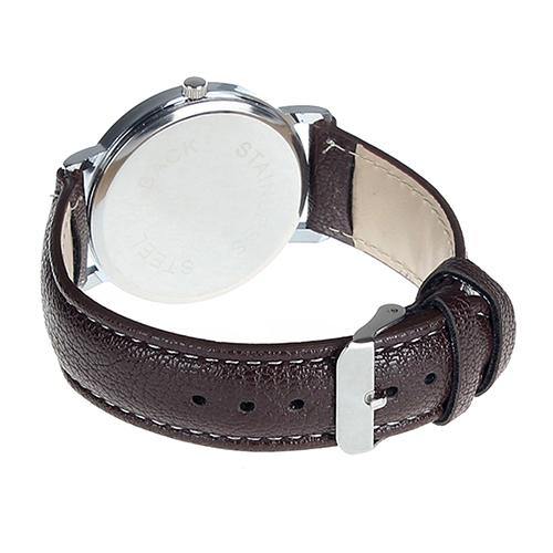 Men's Roman Numerals Dial Faux Leather Band Quartz Analog Business Wrist Watch - MRSLM