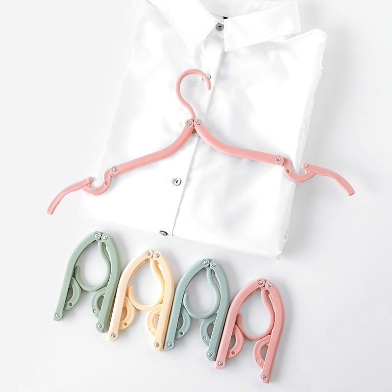 Folding Travel Hanger Portable Travel Clothes Brace Household Windproof Clothes Hanger Non-slip Clothes Hanger Plastic Cloth Hanger - MRSLM