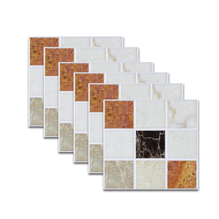 6Pcs/set Creative Tile Paste Kitchen Bathroom Floor Decoration Wall Stickers Waterproof Non-slip Stickers - MRSLM