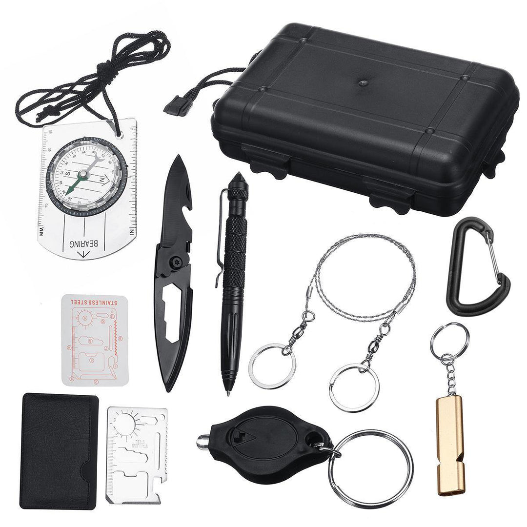 9 in 1 SOS Kit Outdoor Emergency Equipment Box For Camping Survival Tools Gear Kit - MRSLM