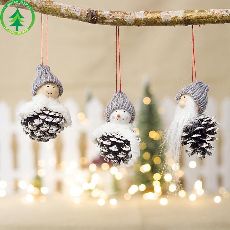 New Christmas Decoration Creative Wood Doll Doll Pine Cone Pendant Mini Doll Charm - MRSLM