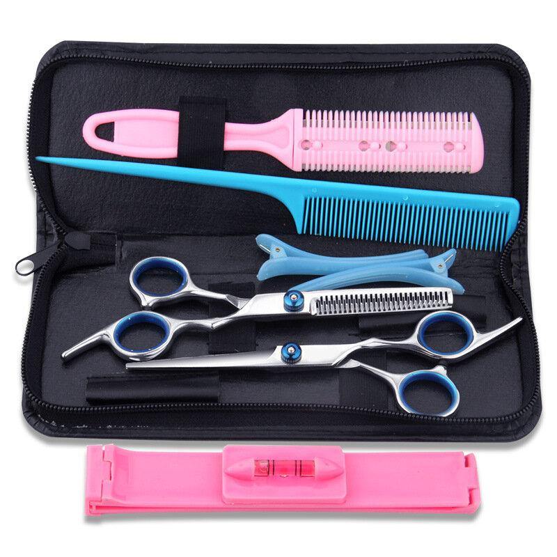 Hair Cutting Thinning Scissors Barbers Shear Comb Hairclip Hairdressing Set Sharp Blade, Fast Cutting, Easy to Use - MRSLM