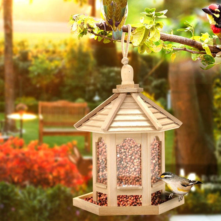 Wooden Hanging Bird Feeder Wild Bird Hotel Outdoor Garden Decorations Nest Box - MRSLM