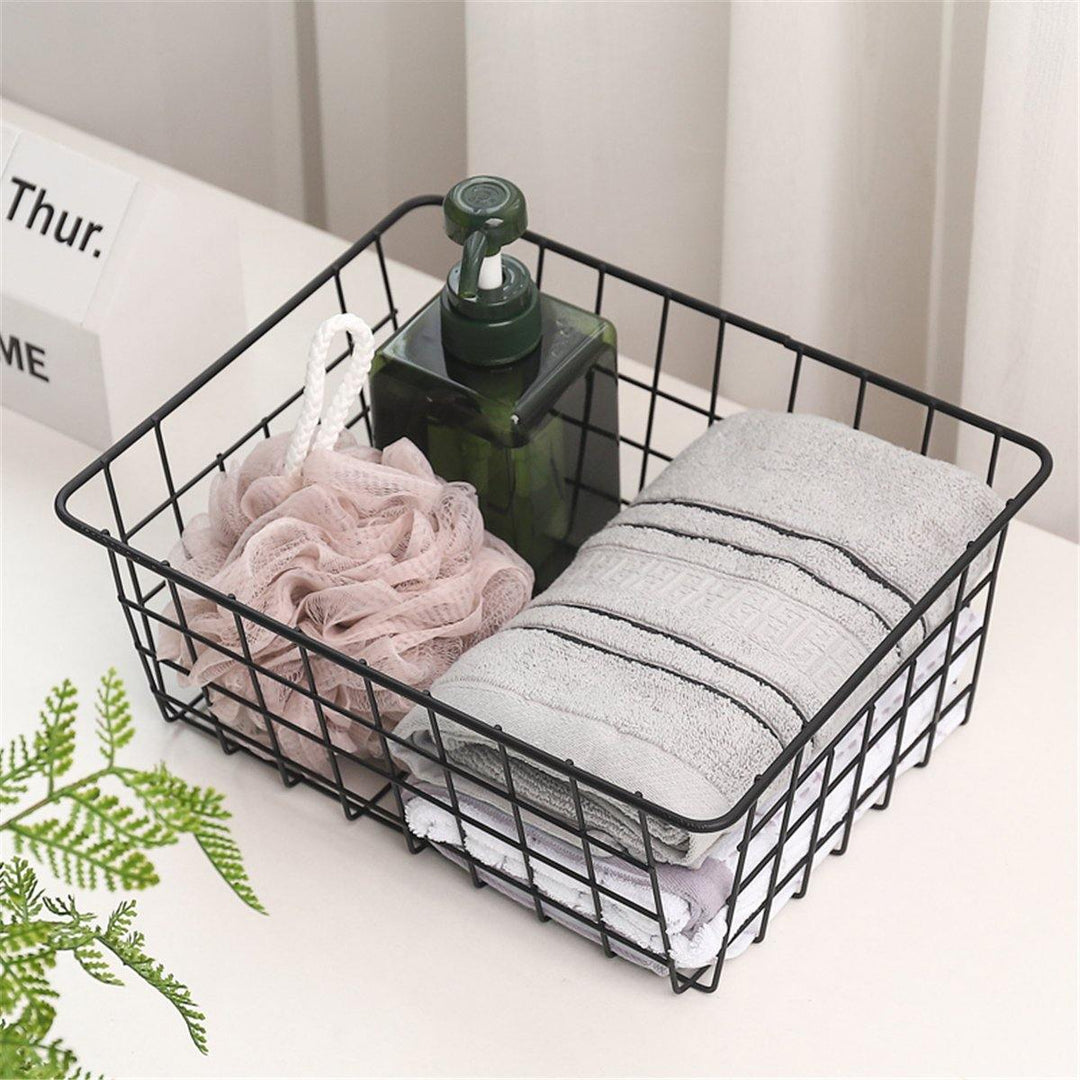 Iron Mesh Storage Baskets Organizer Box Container Bathroom Bedroom Kitchen Tray - MRSLM