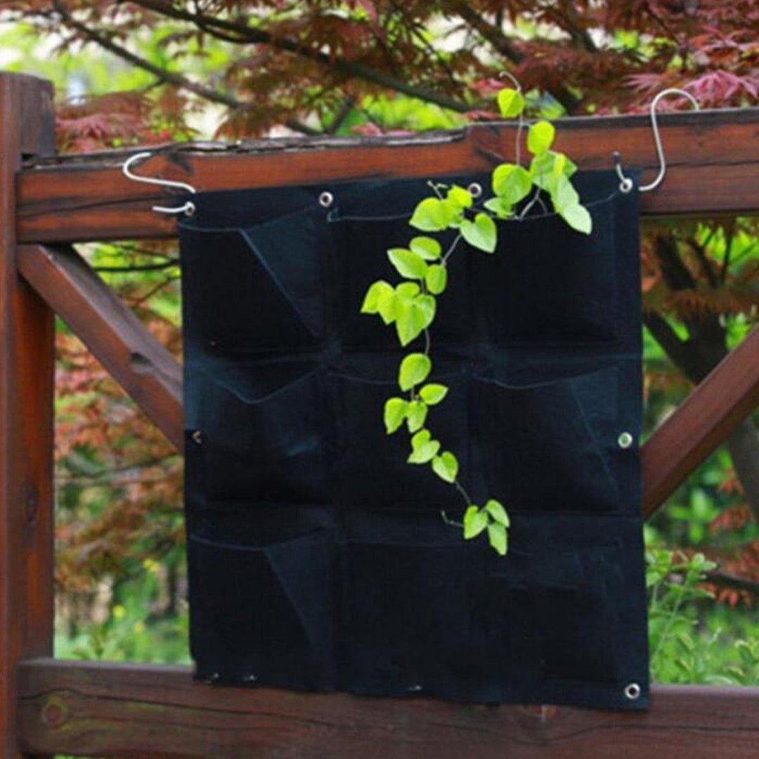 12 Pockets Vertical Garden Hanging Felt Planter Wall Mount Indoor Outdoor Aeration Growing Bag - MRSLM