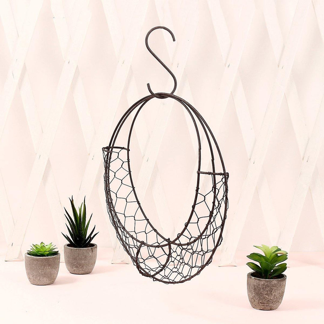Hanging Flower Pot Iron Wall Succulent Planters Rustic Plant Holder Home Decorations - MRSLM