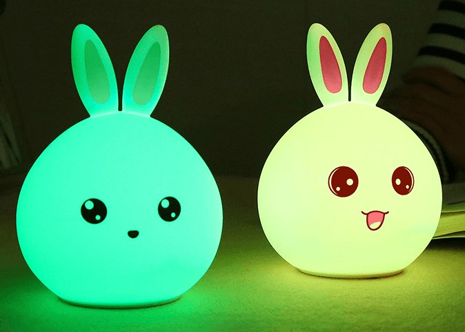 Cute Night Light Animal Rabbit Night lamps Touch Sensor Silicone LED Colorful Lights - MRSLM