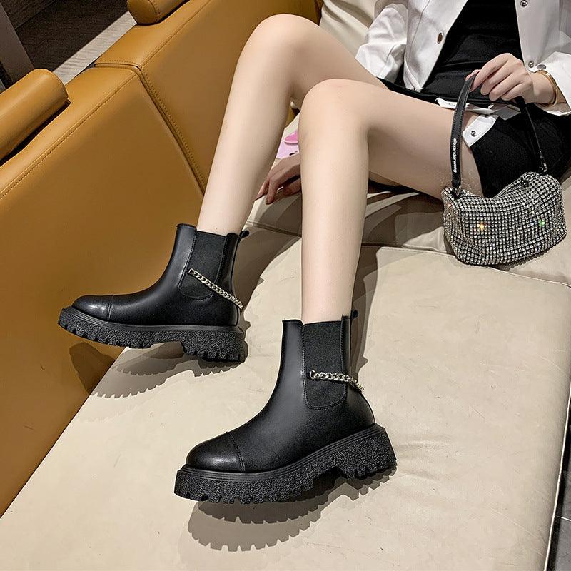Women's New Chain Thick-soled Casual Short Boots - MRSLM