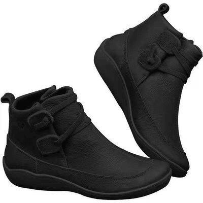 Womens Classic Stitching Slip On Solid Color Slip Resistant Winter Ankle Boots - MRSLM