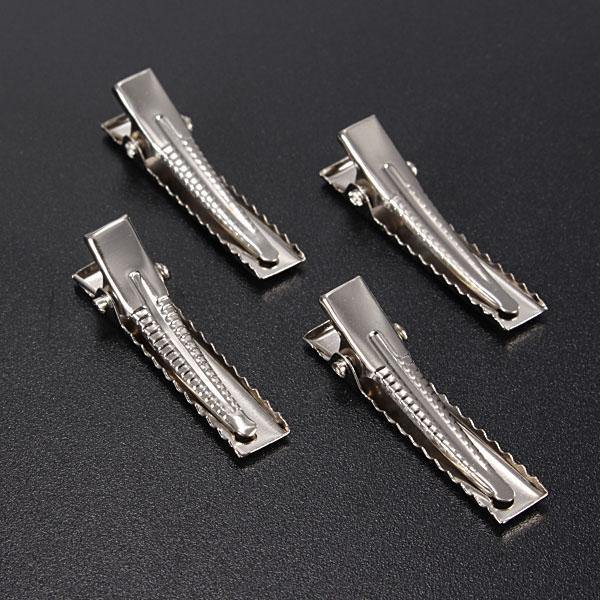 50Pcs Metal Silver Alligator Prong Hair Clips Accessories - MRSLM