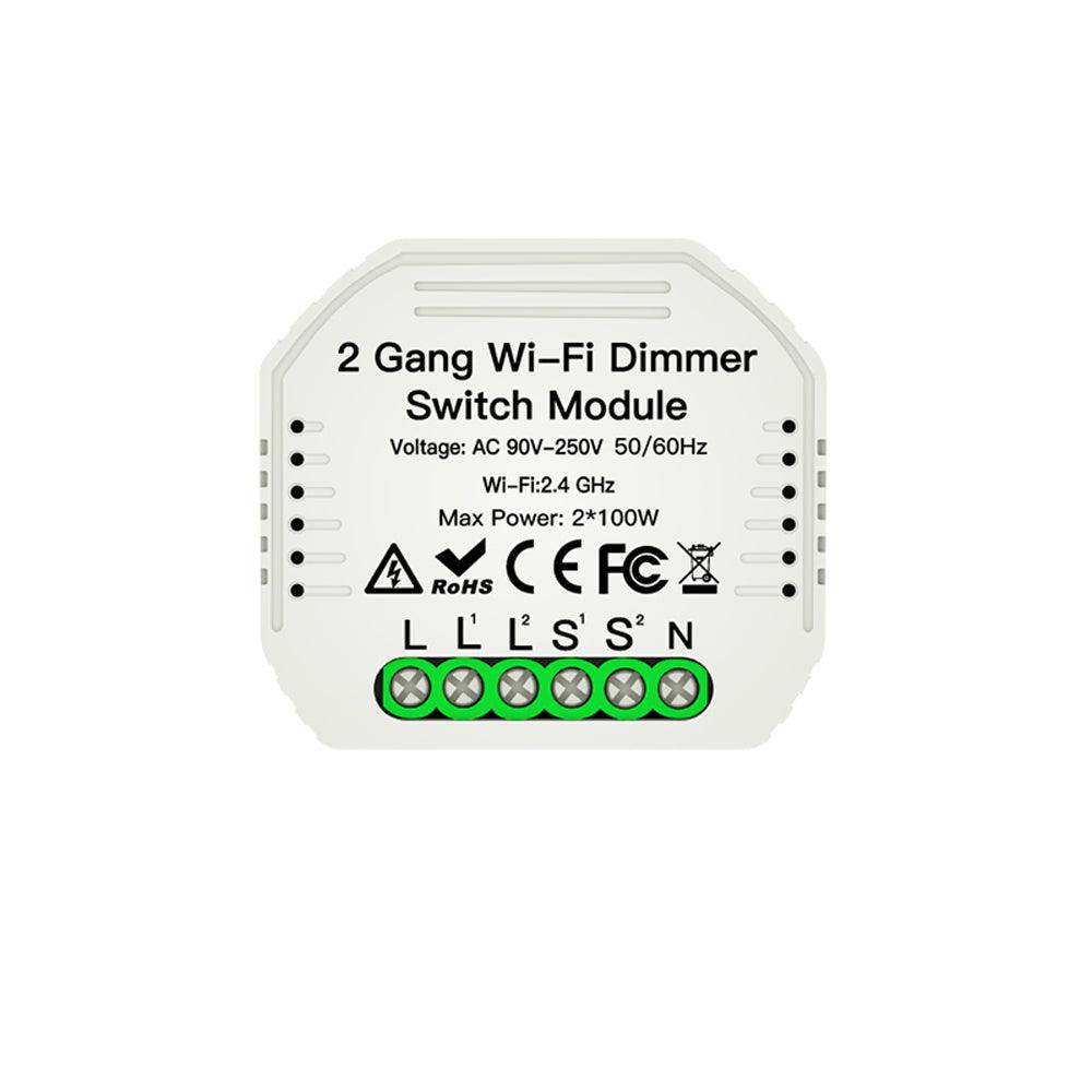MoesHouse 2 Gang DIY WiFi Smart 2 Way Light LED Dimmer Module Switch Smart Life/Tuya APP Remote Control Work with Alexa Google Home - MRSLM